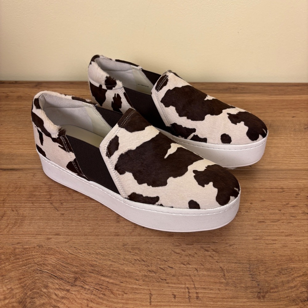 VINCE Warren II Calf Hair Slip On Platform Sneaker Moonlight Women Size 7.5 Cow